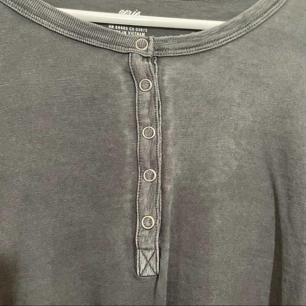 Aerie Cropped Distressed Henley - Picture 3 of 5